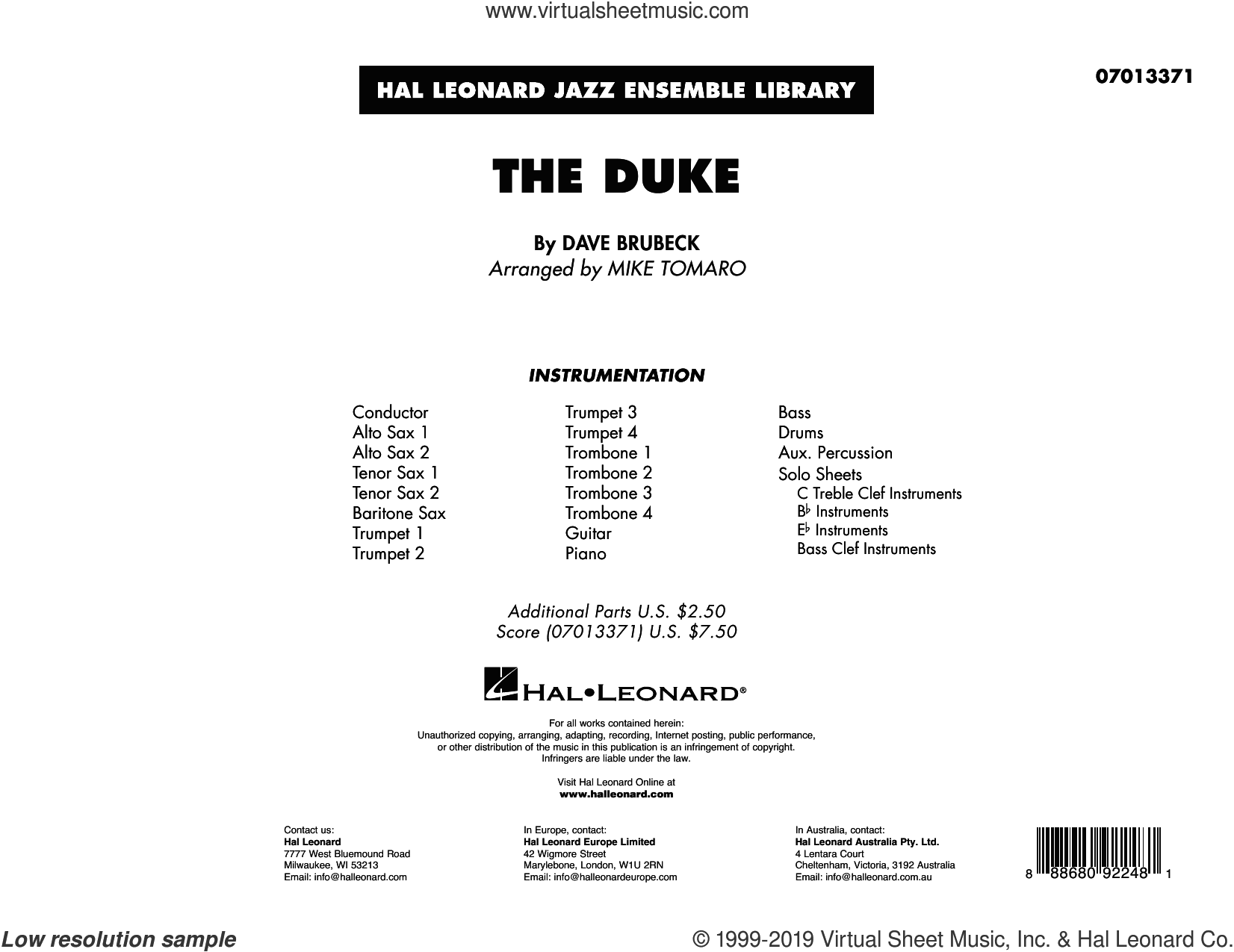 The Duke (arr. Mike Tomaro) (COMPLETE)