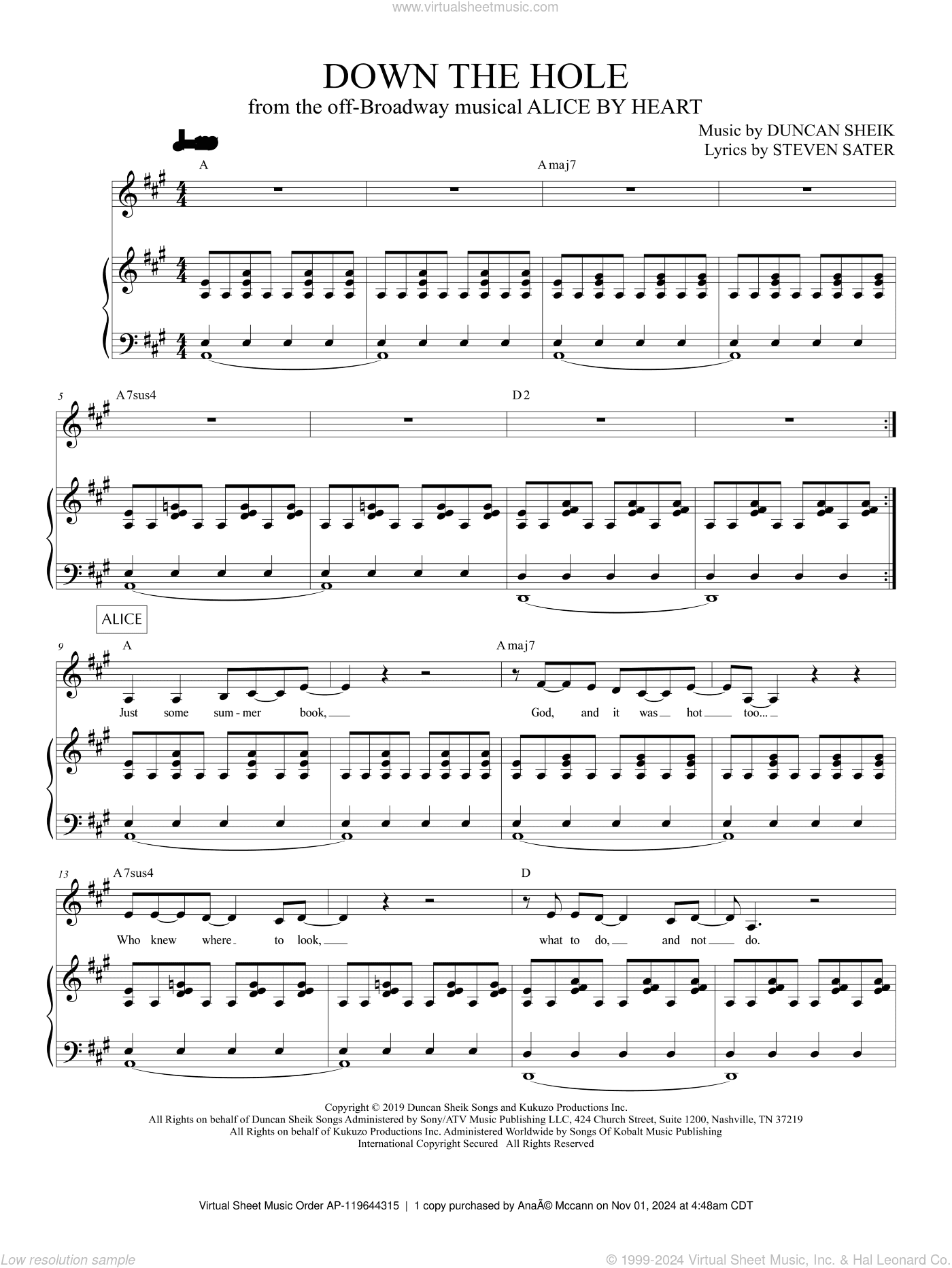 Down The Hole (from Alice By Heart)