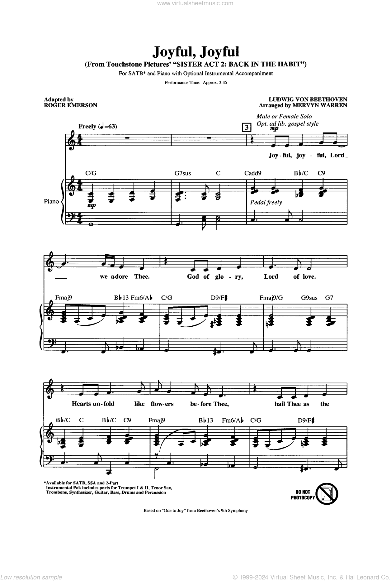 Joyful, Joyful (from Sister Act 2) (arr. Roger Emerson)