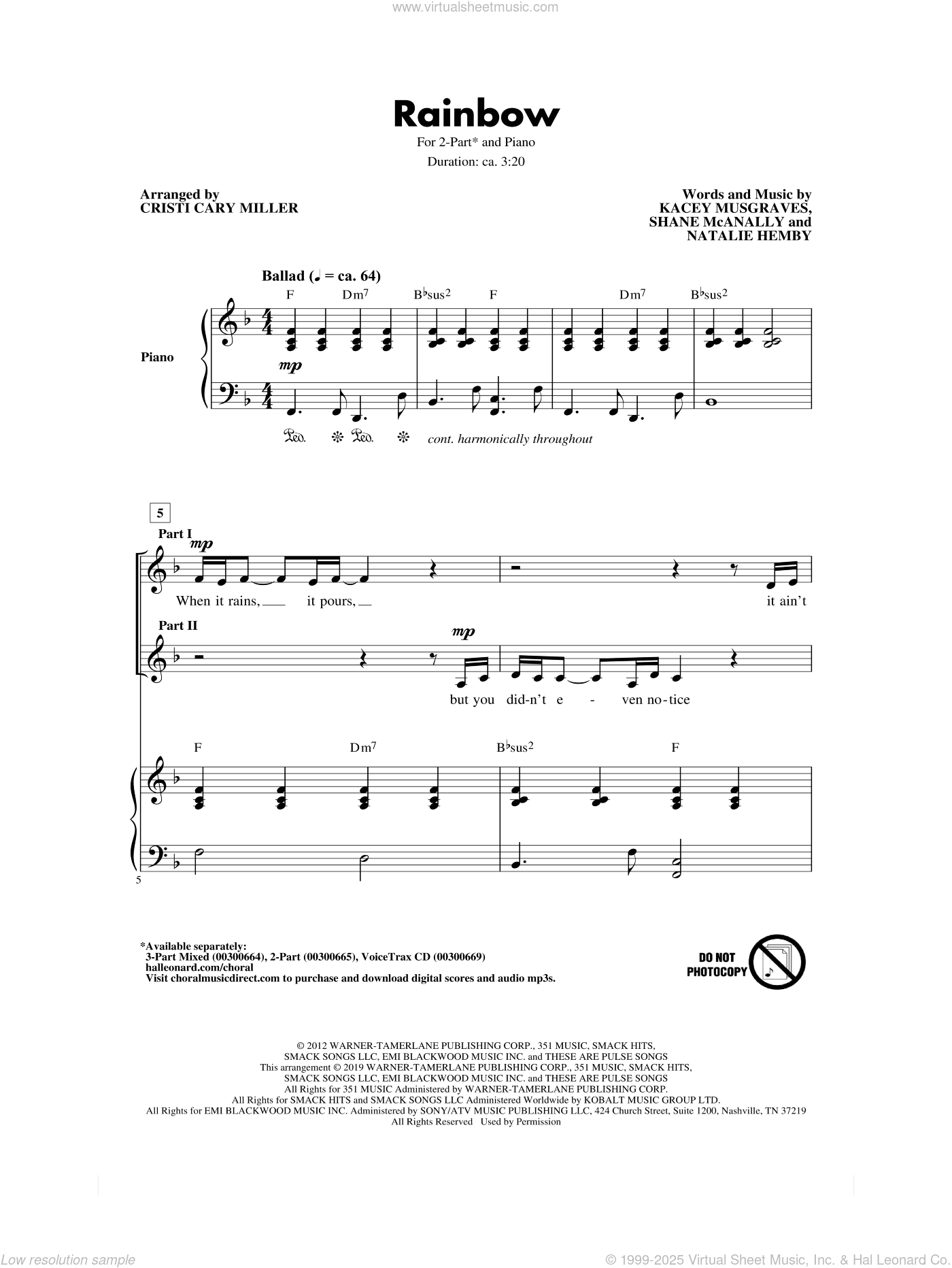 Rainbow (arr. Cristi Cary Miller)