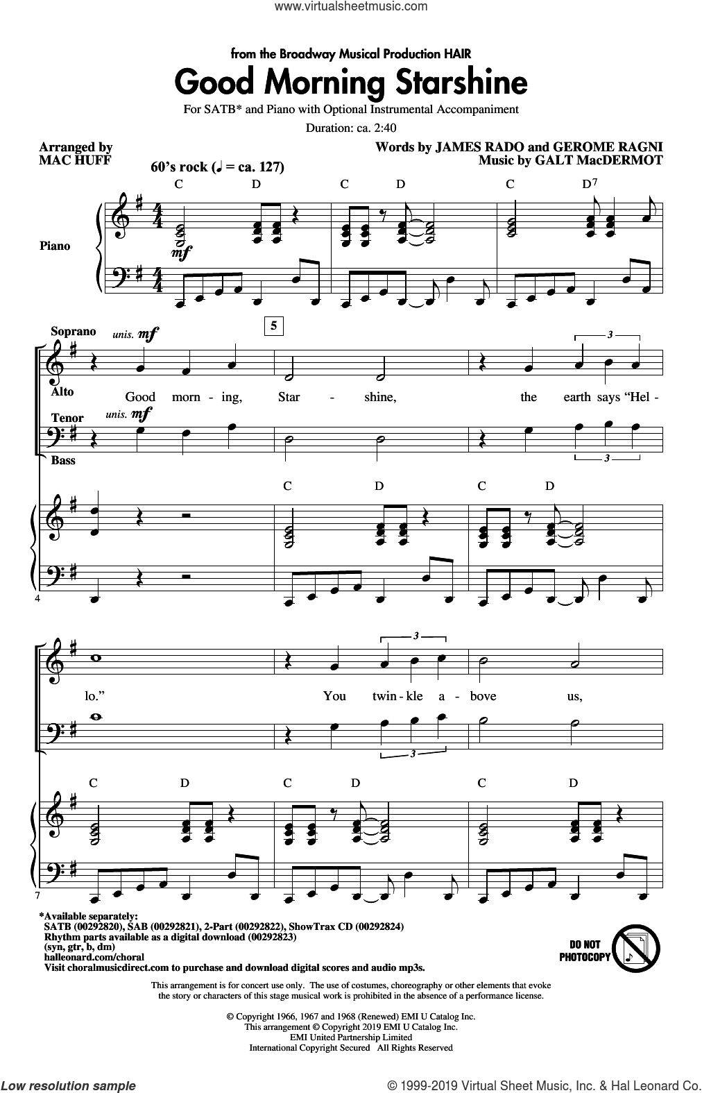 Good Morning Starshine (from Hair) (arr. Mac Huff)