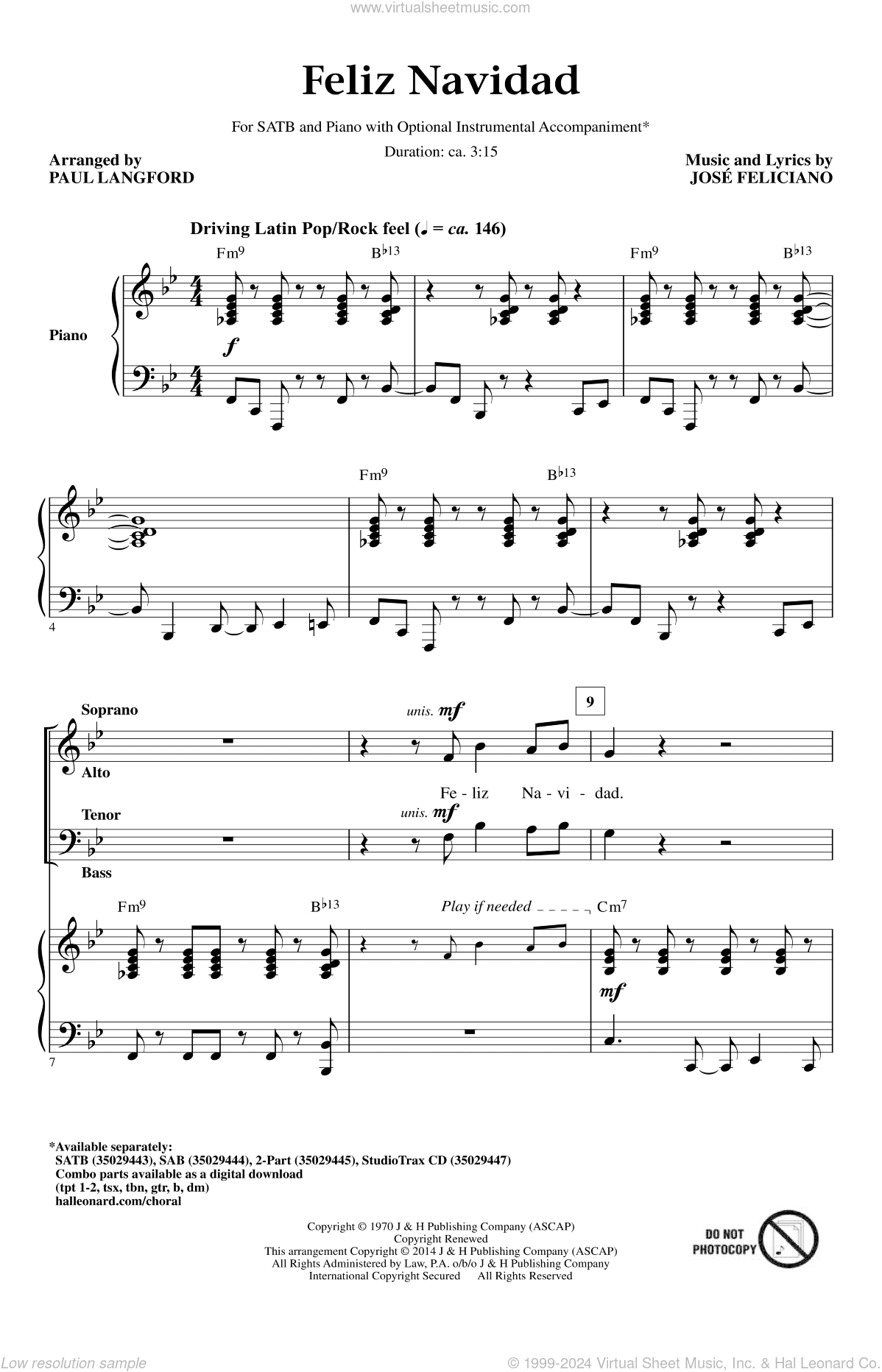 Feliz Navidad (arr. Paul Langford)