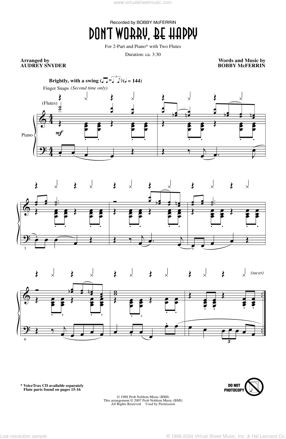 Don't Worry, Be Happy (arr. Audrey Snyder)