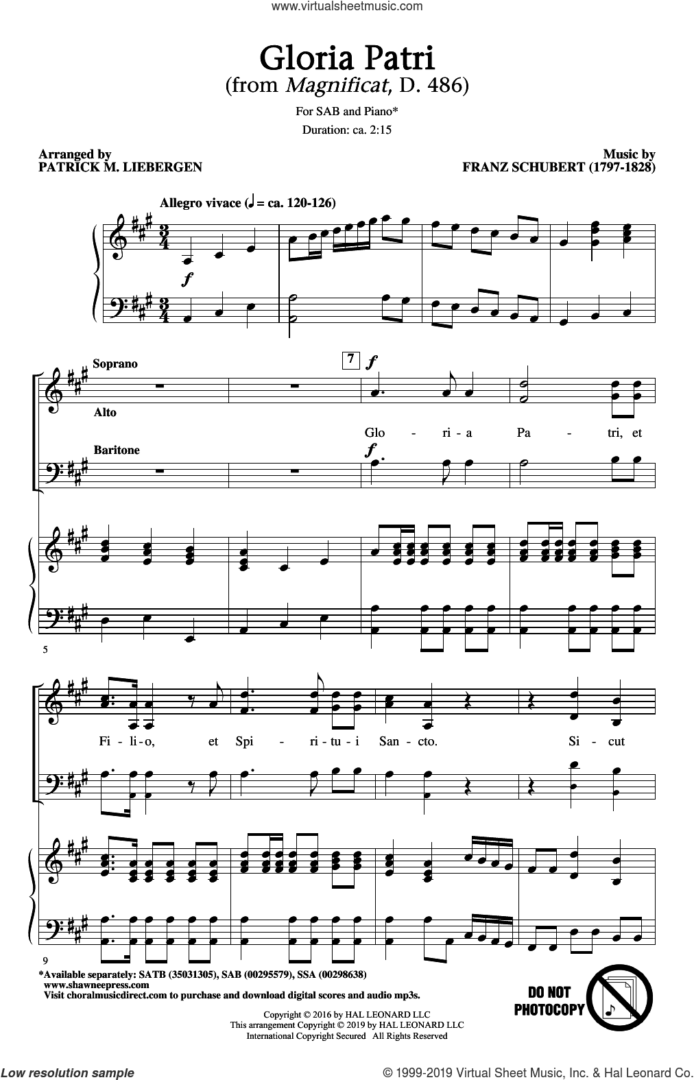 Gloria Patri (from Magnificat, D. 486) (arr. Patrick M. Liebergen)
