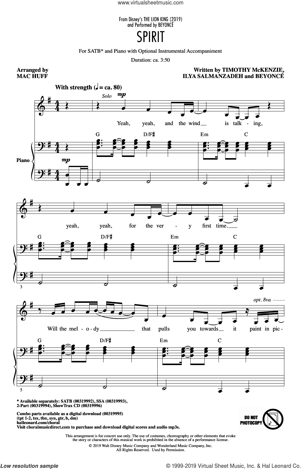 Spirit (from The Lion King 2019) (arr. Mac Huff)