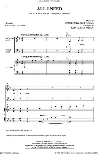 All I Need (arr. John Purifoy)