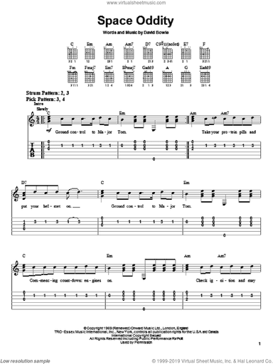 Space Oddity, (easy)