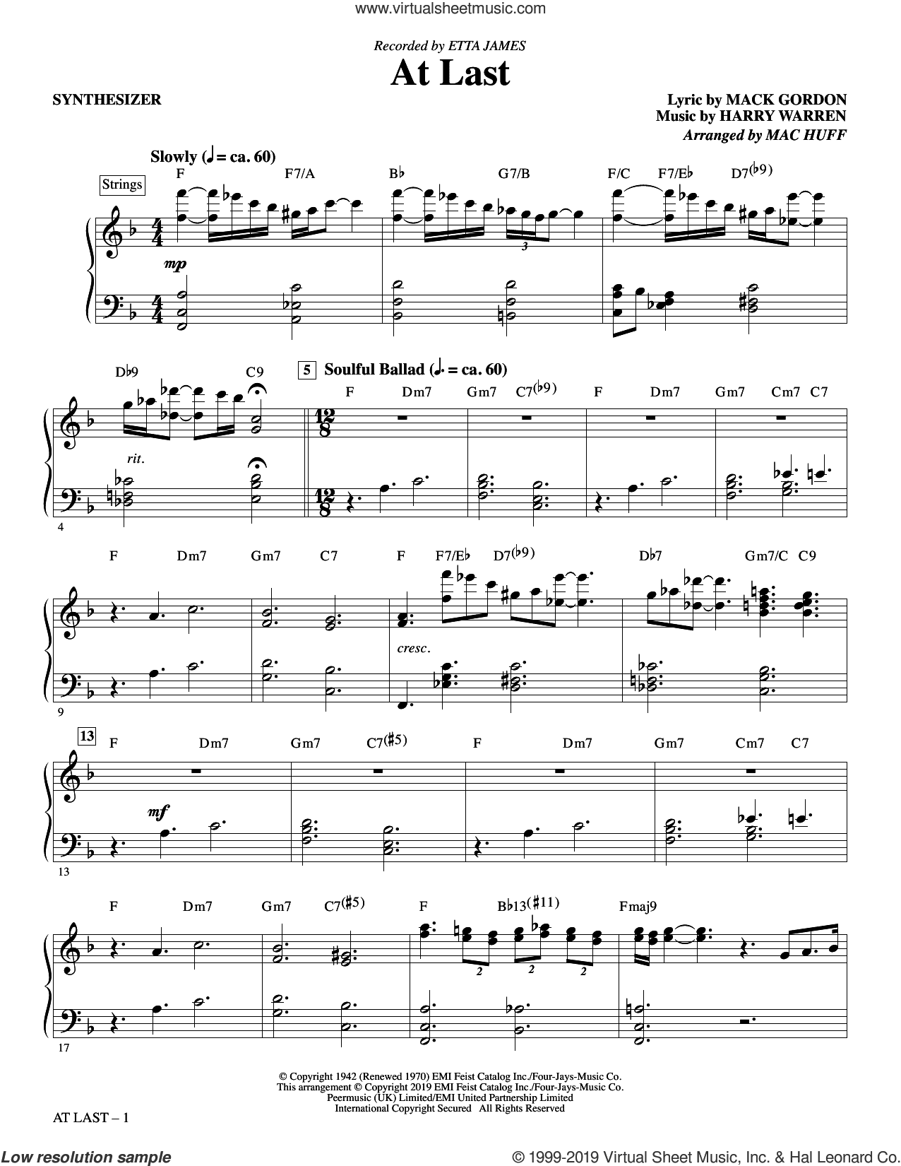 At Last (arr. Mac Huff) (complete set of parts)