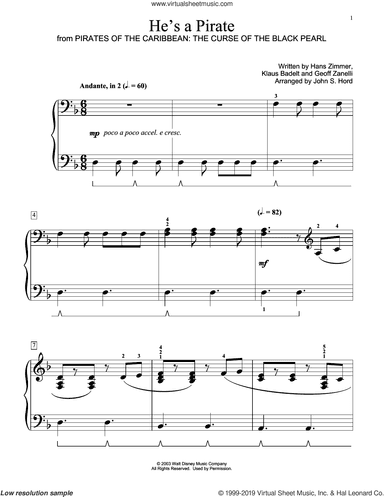 He's A Pirate (from Pirates Of The Caribbean: The Curse of the Black Pearl) (arr. John S. Hord)