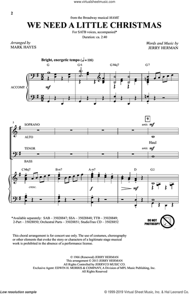 We Need A Little Christmas (from Mame) (arr. Mark Hayes)
