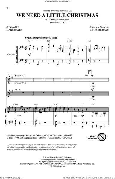 We Need A Little Christmas (from Mame) (arr. Mark Hayes)