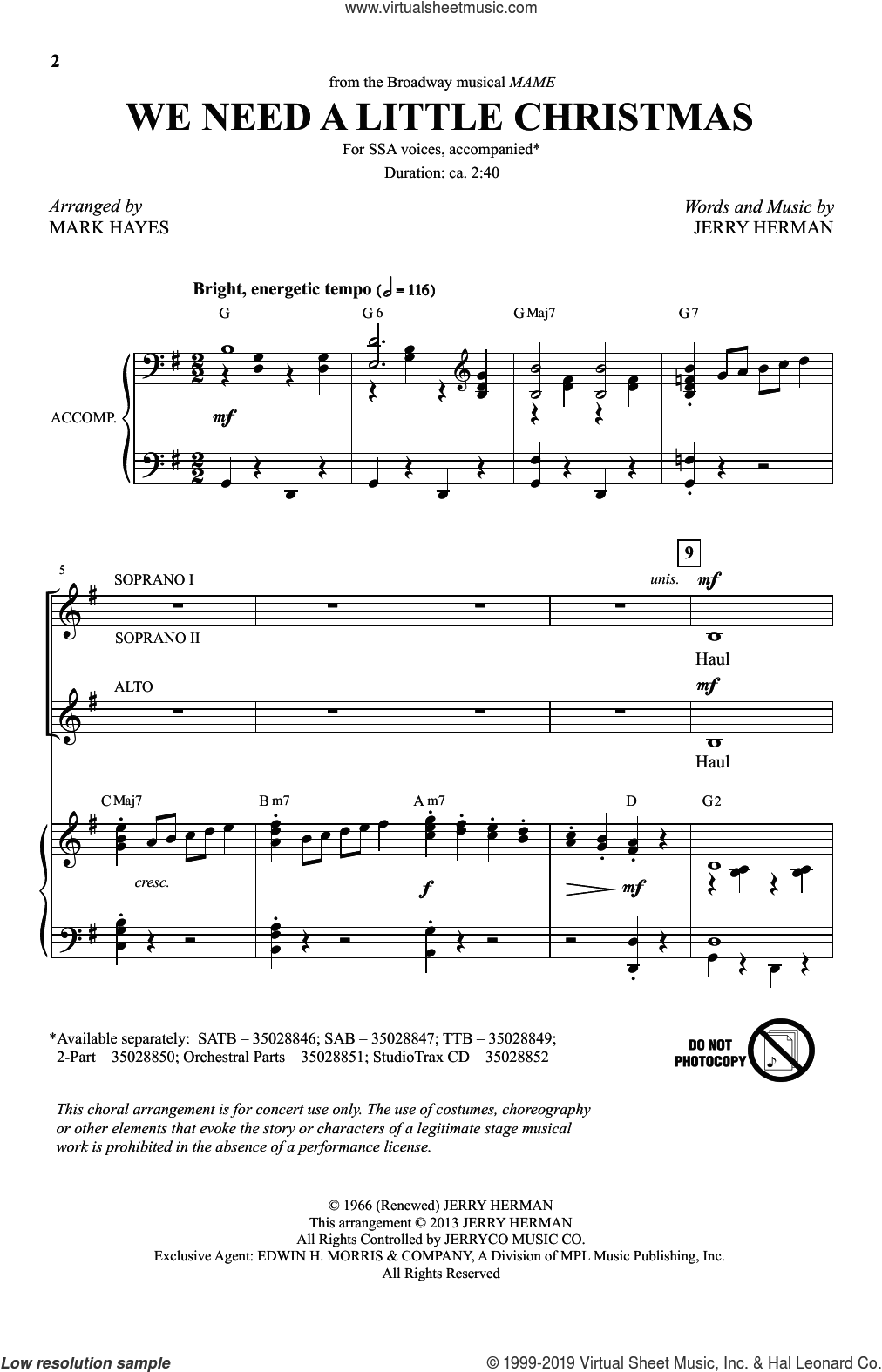 We Need A Little Christmas (from Mame) (arr. Mark Hayes)