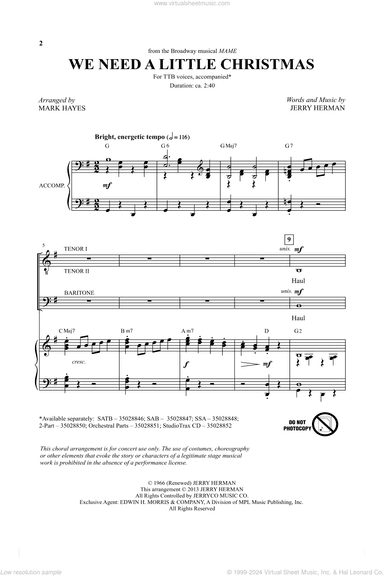 We Need A Little Christmas (from Mame) (arr. Mark Hayes)