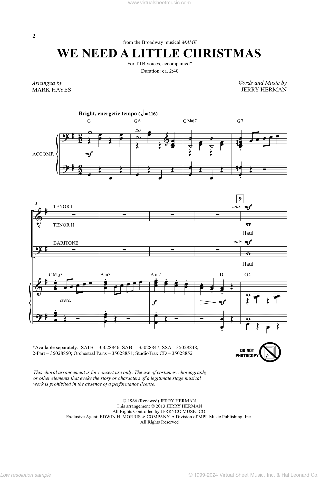 We Need A Little Christmas (from Mame) (arr. Mark Hayes)