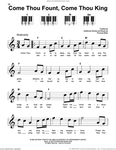 Come Thou Fount, Come Thou King, (beginner)