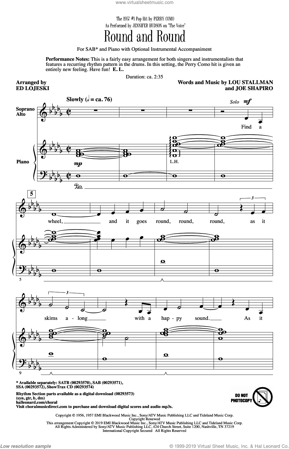 Round And Round (from The Voice) (arr. Ed Lojeski)