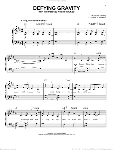 Defying Gravity (from Wicked), (beginner) (from Wicked)
