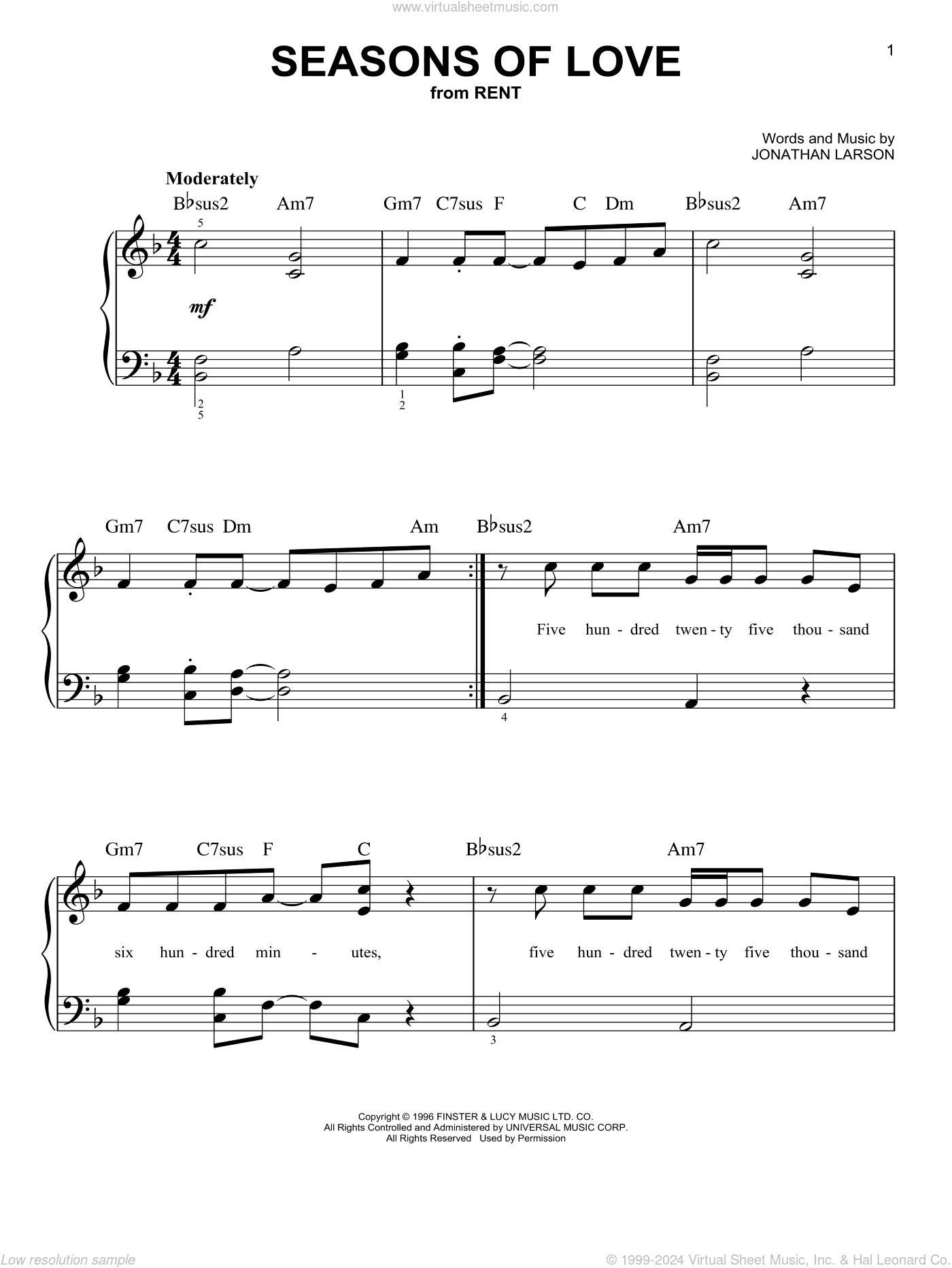 Seasons Of Love (from Rent), (beginner)