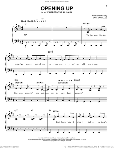 Opening Up (from Waitress The Musical), (beginner)