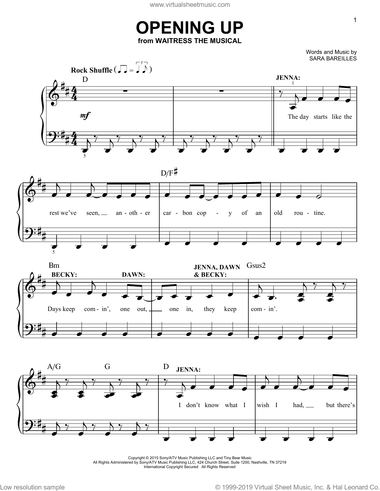 Opening Up (from Waitress The Musical), (beginner)