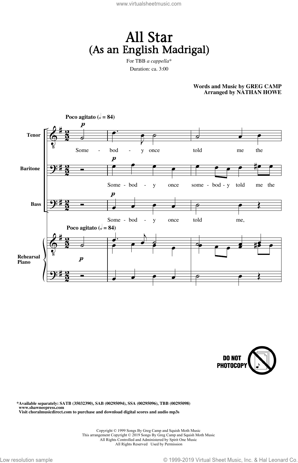 All Star (As an English Madrigal) (arr. Nathan Howe)