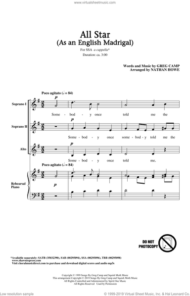 All Star (As an English Madrigal) (arr. Nathan Howe)