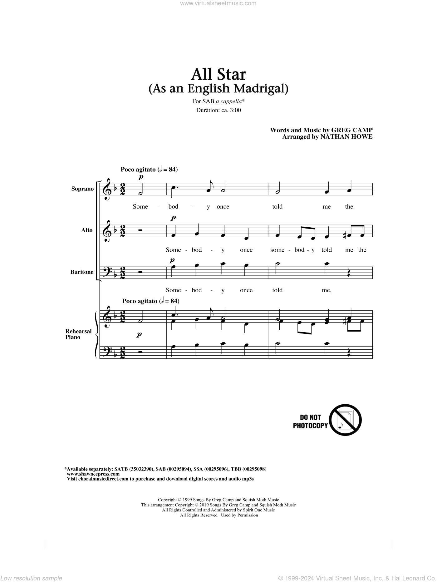 All Star (As an English Madrigal) (arr. Nathan Howe)