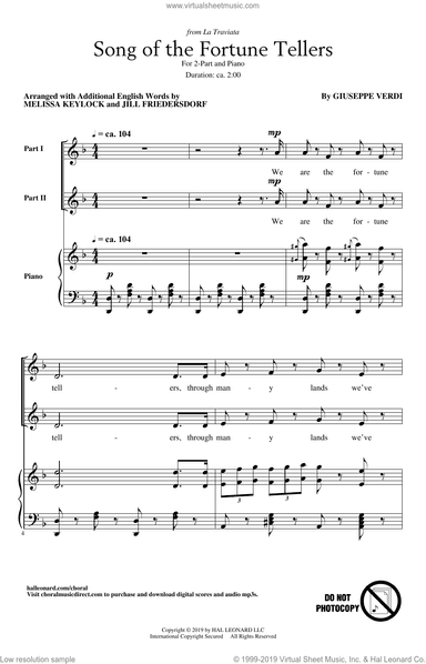 Song Of The Fortune Tellers (from La Traviata) (arr. Melissa Keylock and Jill Friedersdorf)