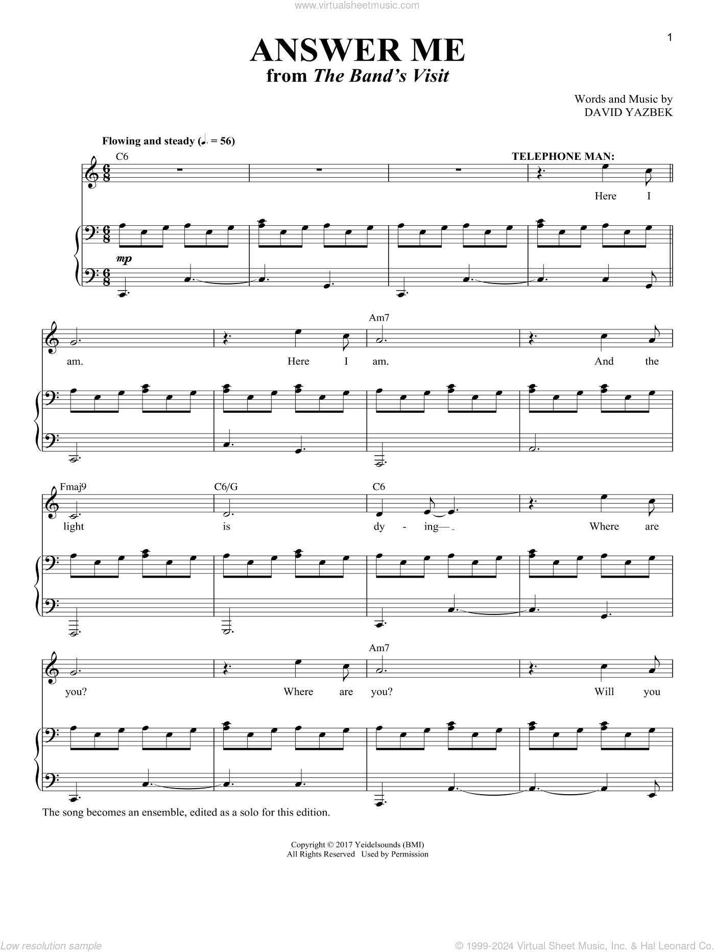 Answer Me [Solo version] (from The Band's Visit)