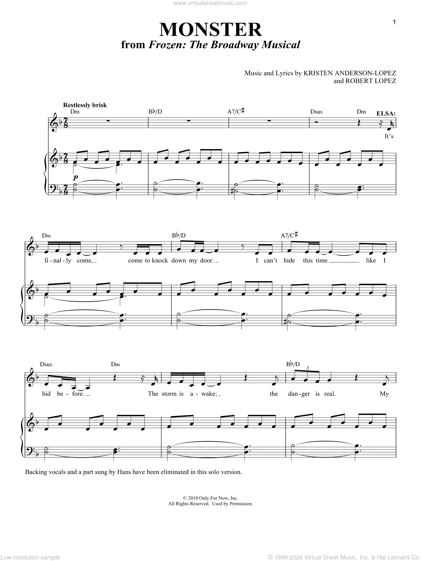 Monster [Solo version] (from Frozen: The Broadway Musical)