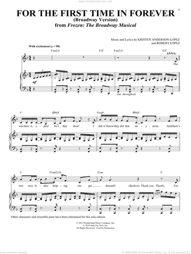 For The First Time In Forever [Solo version] (from Frozen: The Broadway Musical)