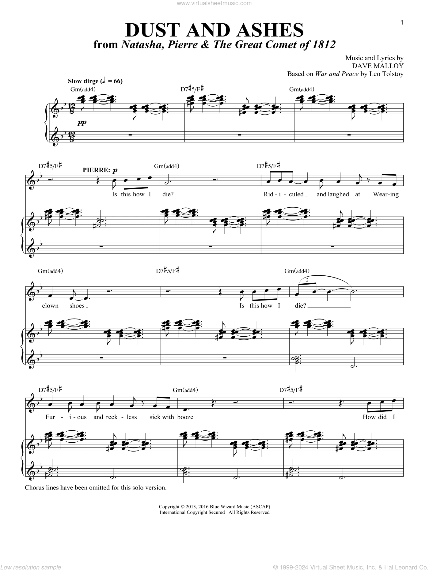 Dust And Ashes [Solo version] (from Natasha, Pierre and The Great Comet of 1812)