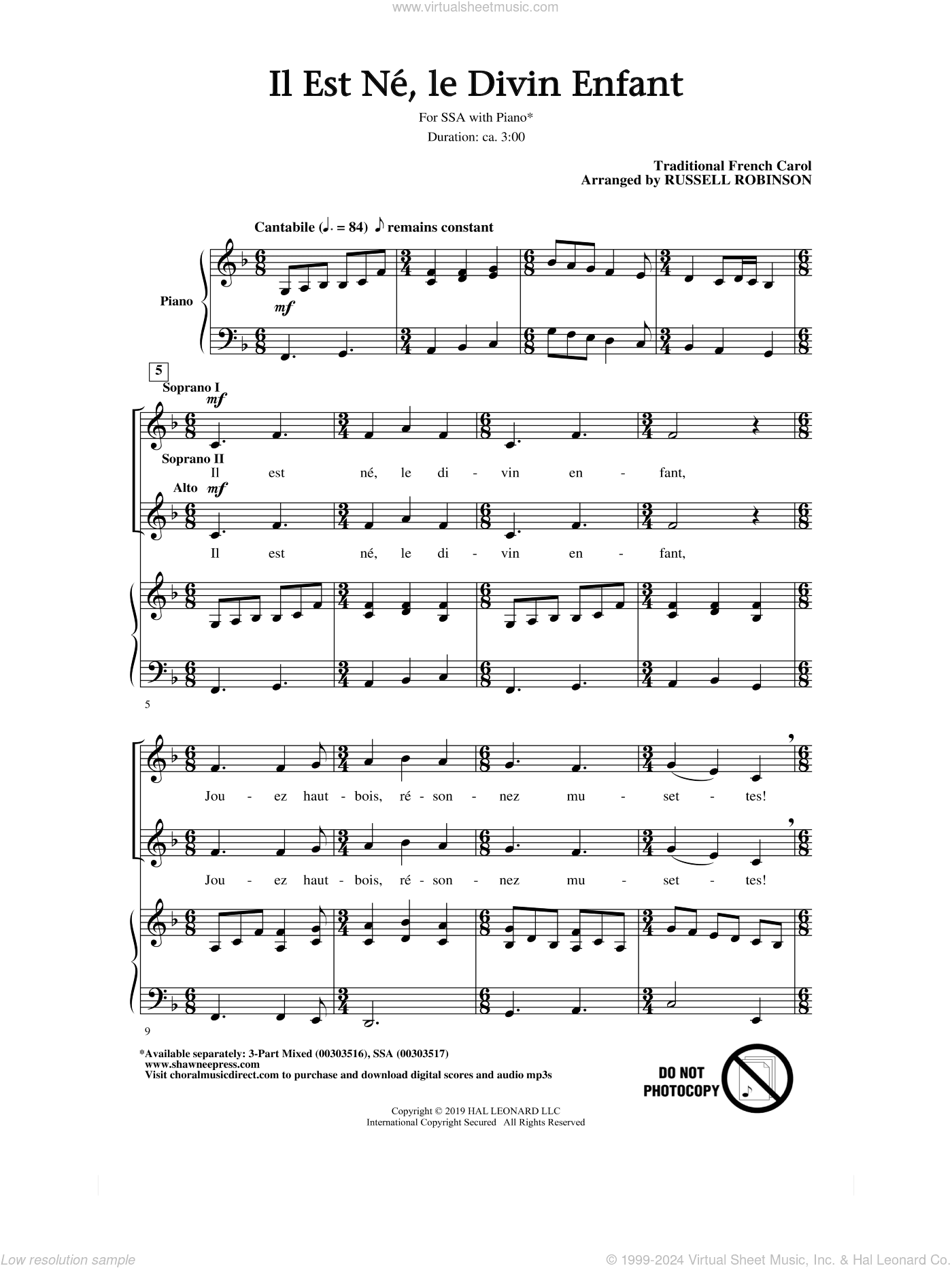 Il Est Ne, Le Divin Enfant (arr. Russell Robinson)