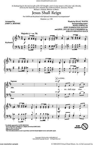 Jesus Shall Reign (arr. John A. Behnke)