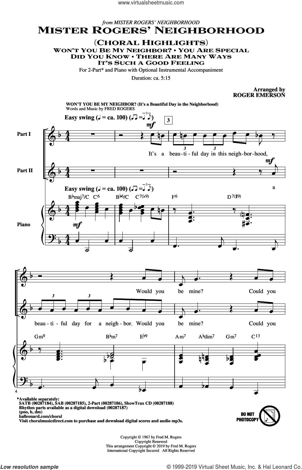 Mister Rogers' Neighborhood (Choral Highlights) (arr. Roger Emerson)