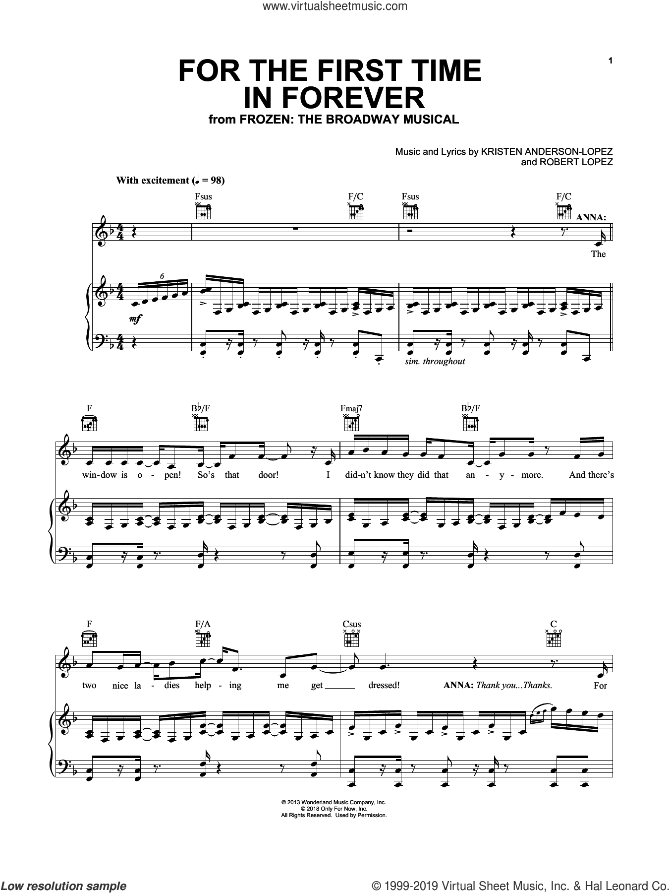 For The First Time In Forever (from Frozen: The Broadway Musical)