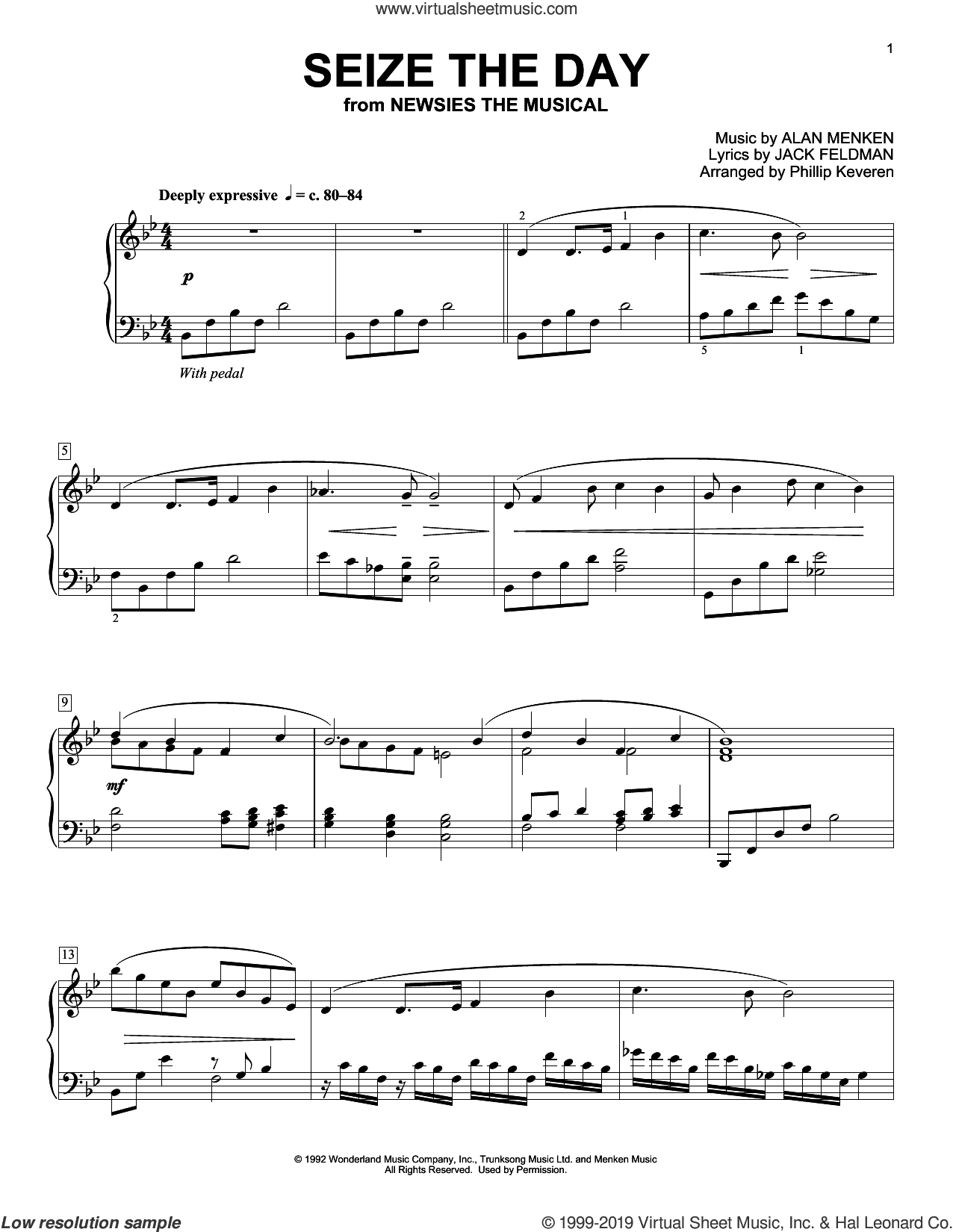 Seize The Day [Classical version] (from Newsies The Musical) (arr. Phillip Keveren)