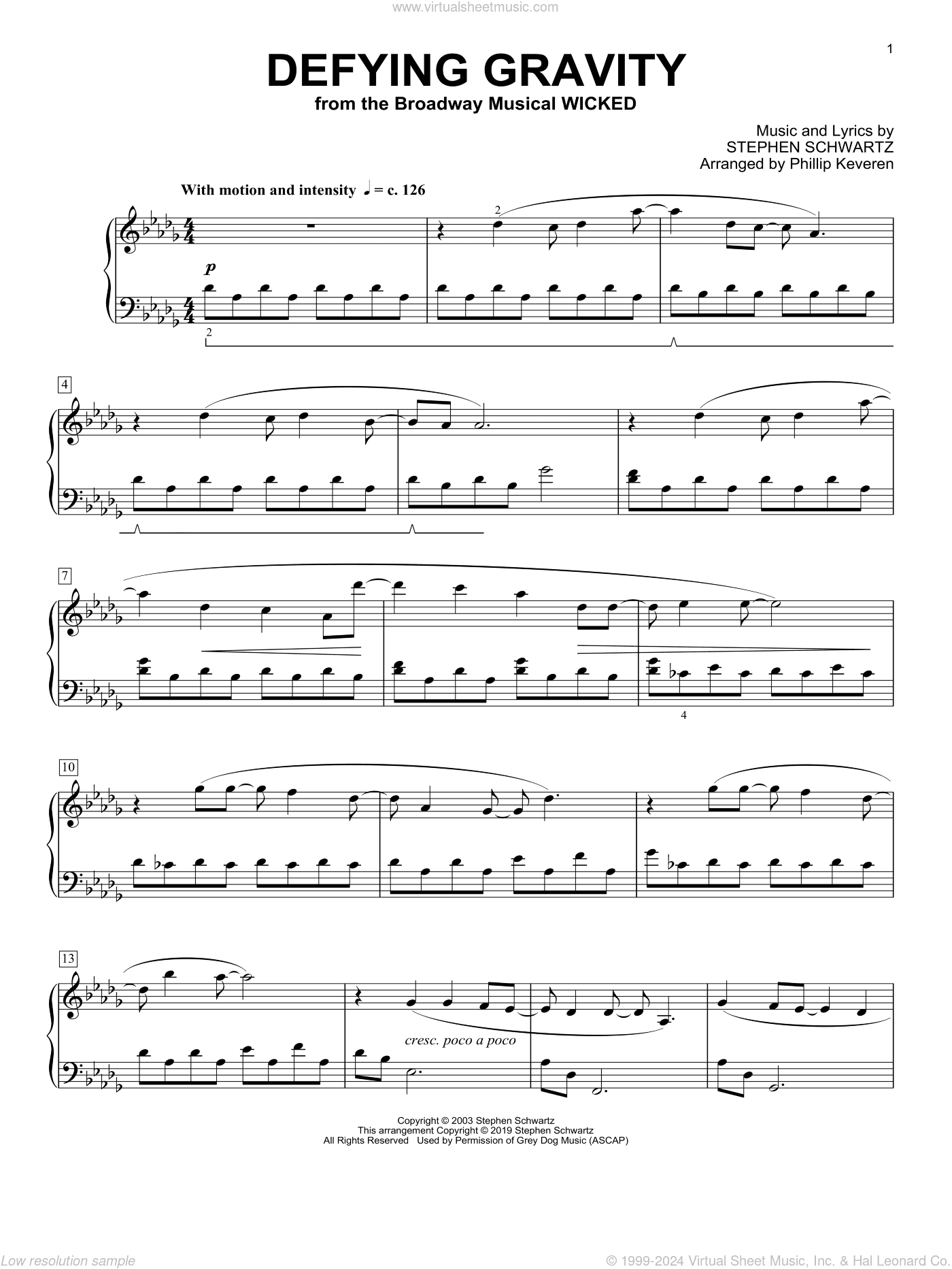 Defying Gravity [Classical version] (from Wicked) (arr. Phillip Keveren)