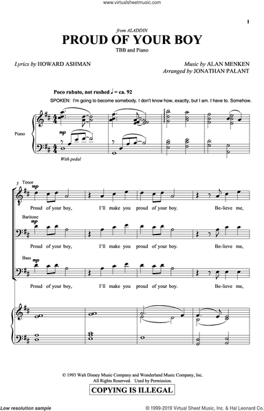 Proud Of Your Boy (from Aladdin: The Broadway Musical) (arr. Jonathan Palant)
