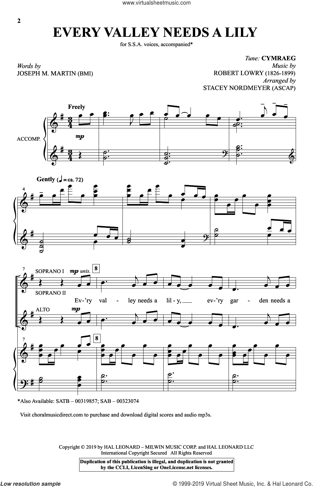 Every Valley Needs A Lily (arr. Stacey Nordmeyer)