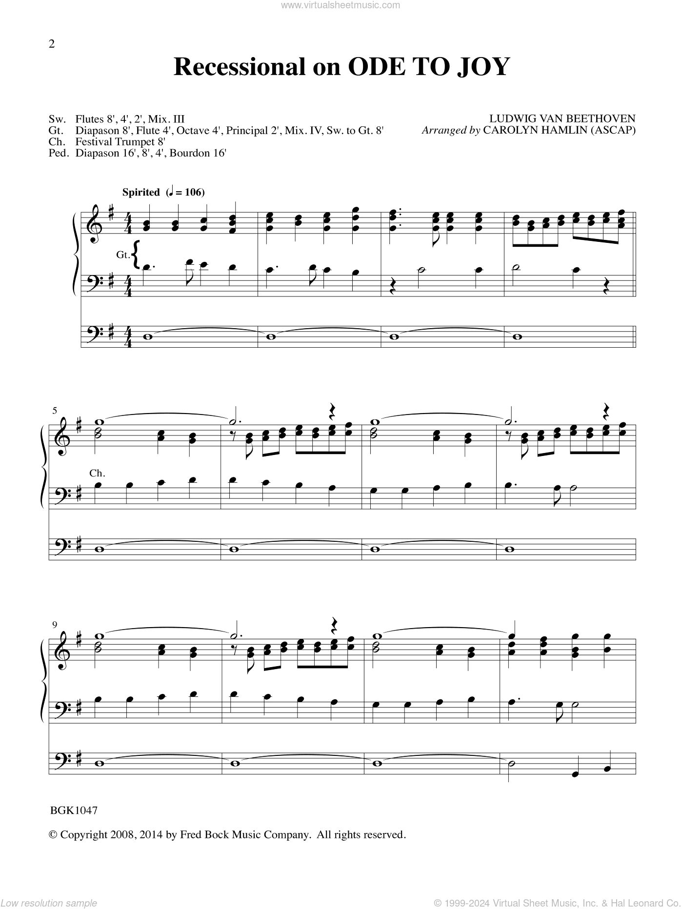 Recessional On Ode To Joy (arr. Carolyn Hamlin)