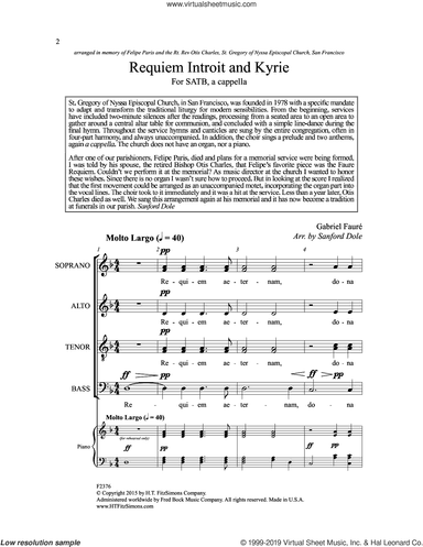 Requiem, Introit And Kyrie (arr. Sanford Dole)