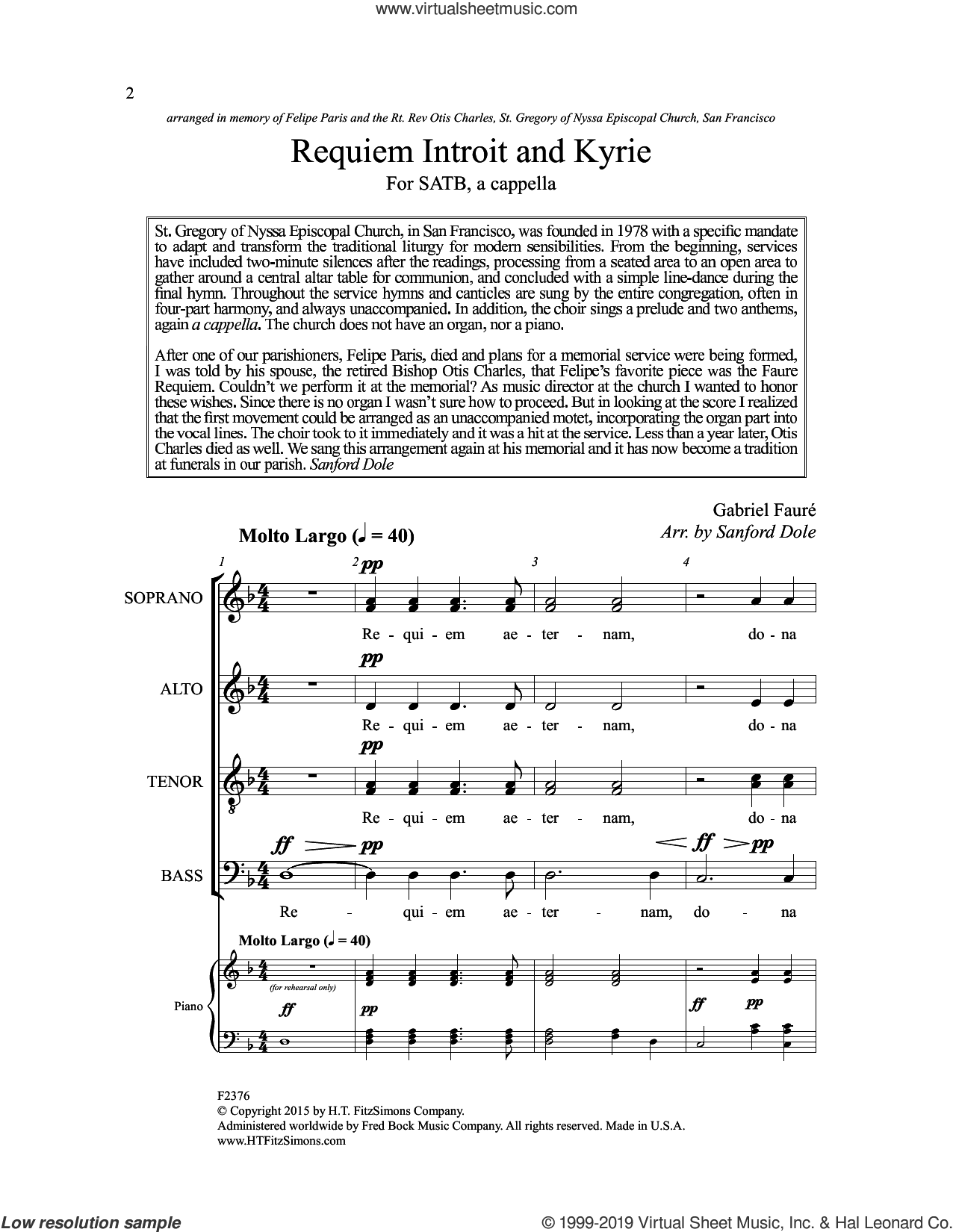 Requiem, Introit And Kyrie (arr. Sanford Dole)