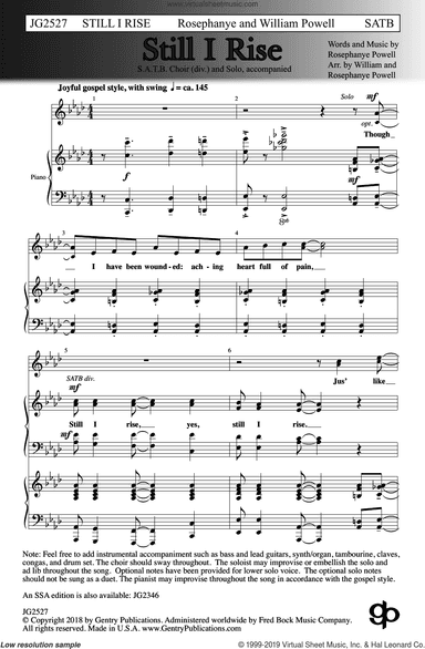 Still I Rise (arr. William and Rosephanye Powell)