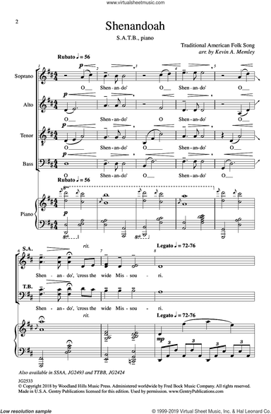 Shenandoah (arr. Kevin A. Memley)