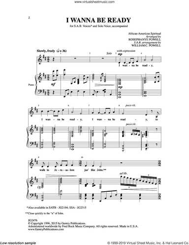I Wanna Be Ready (arr. William C. Powell)