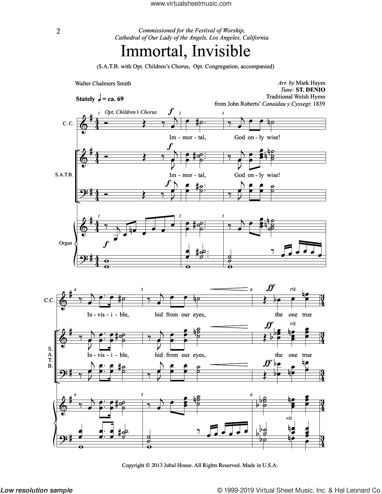 Immortal, Invisible, God Only Wise (arr. Mark Hayes)