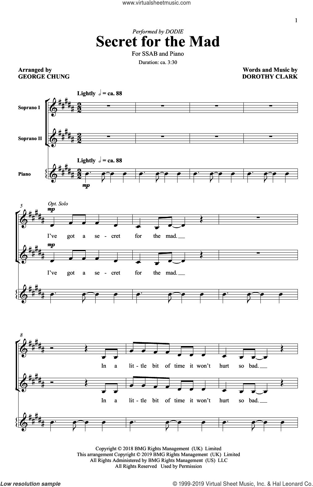 Secret For The Mad (arr. George Chung)