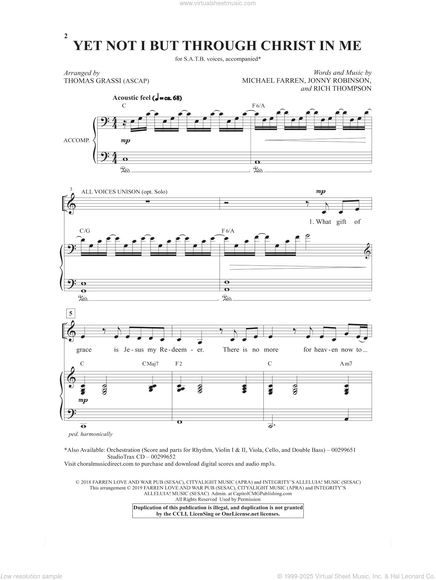 Yet Not I But Through Christ In Me (arr. Thomas Grassi)