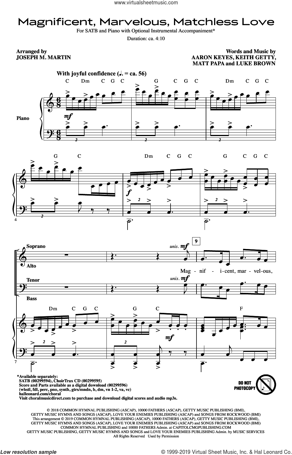 Magnificent, Marvelous, Matchless Love (arr. Joseph M. Martin)
